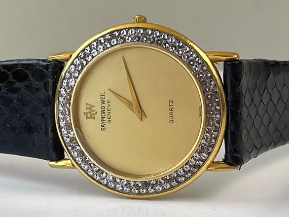 Raymond Weil Genève Diamonds Accent 18K GP Dress Sapphire Vintage