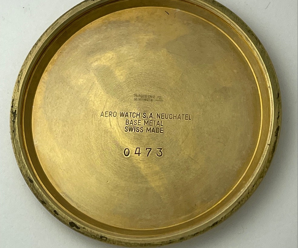 Aero Neuchatel Railroad Gold Capped Porcelain Montgomery Dial