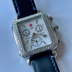 Michele Deco Mother of Pearl Dial Date Chronograph Genuine Diamonds Stainless Steel Vintage Swiss Made 2004