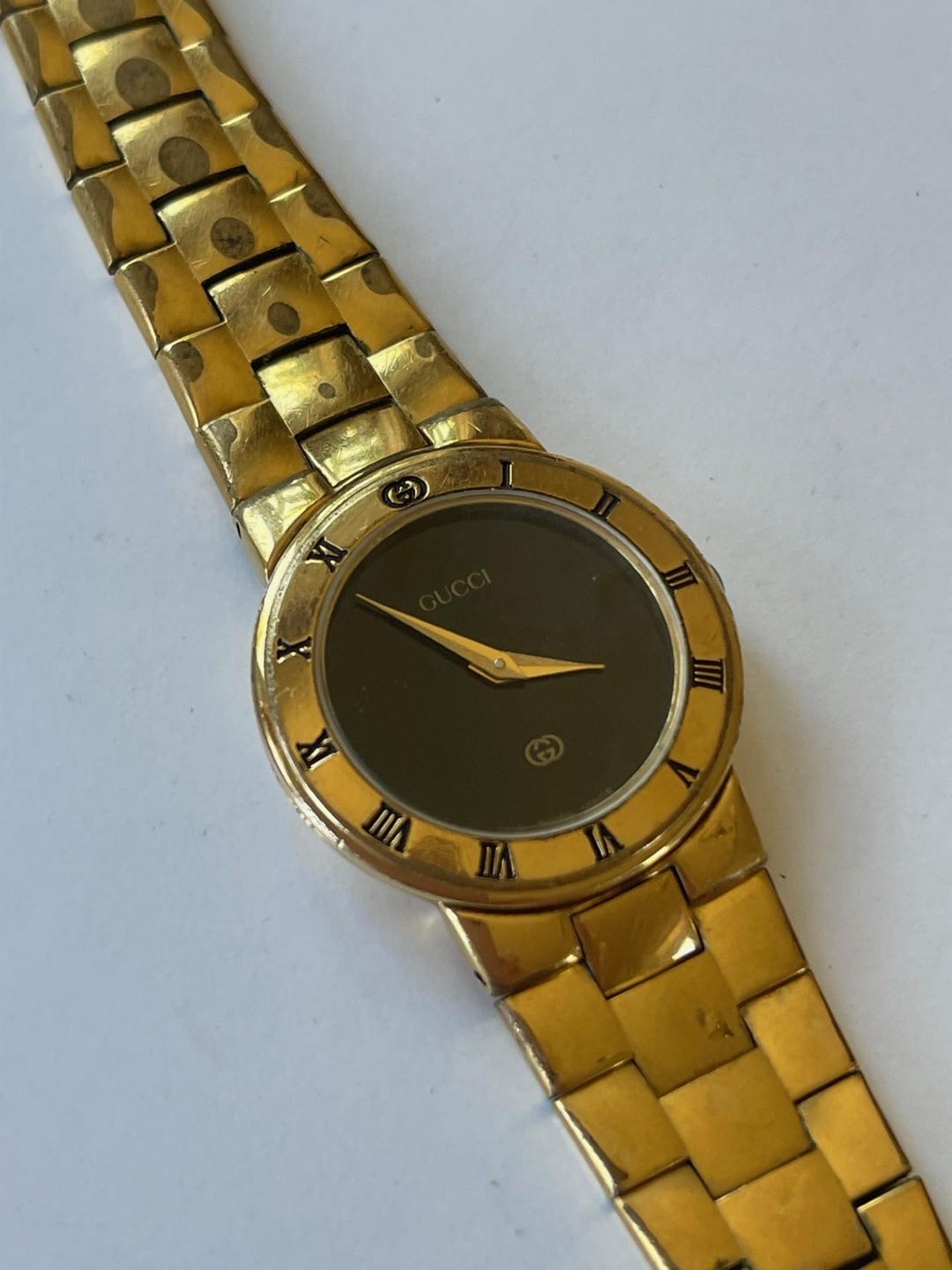 Gucci 18k Gold Plated Black Dial Vintage Ladies Swiss Made 2010 - Etsy