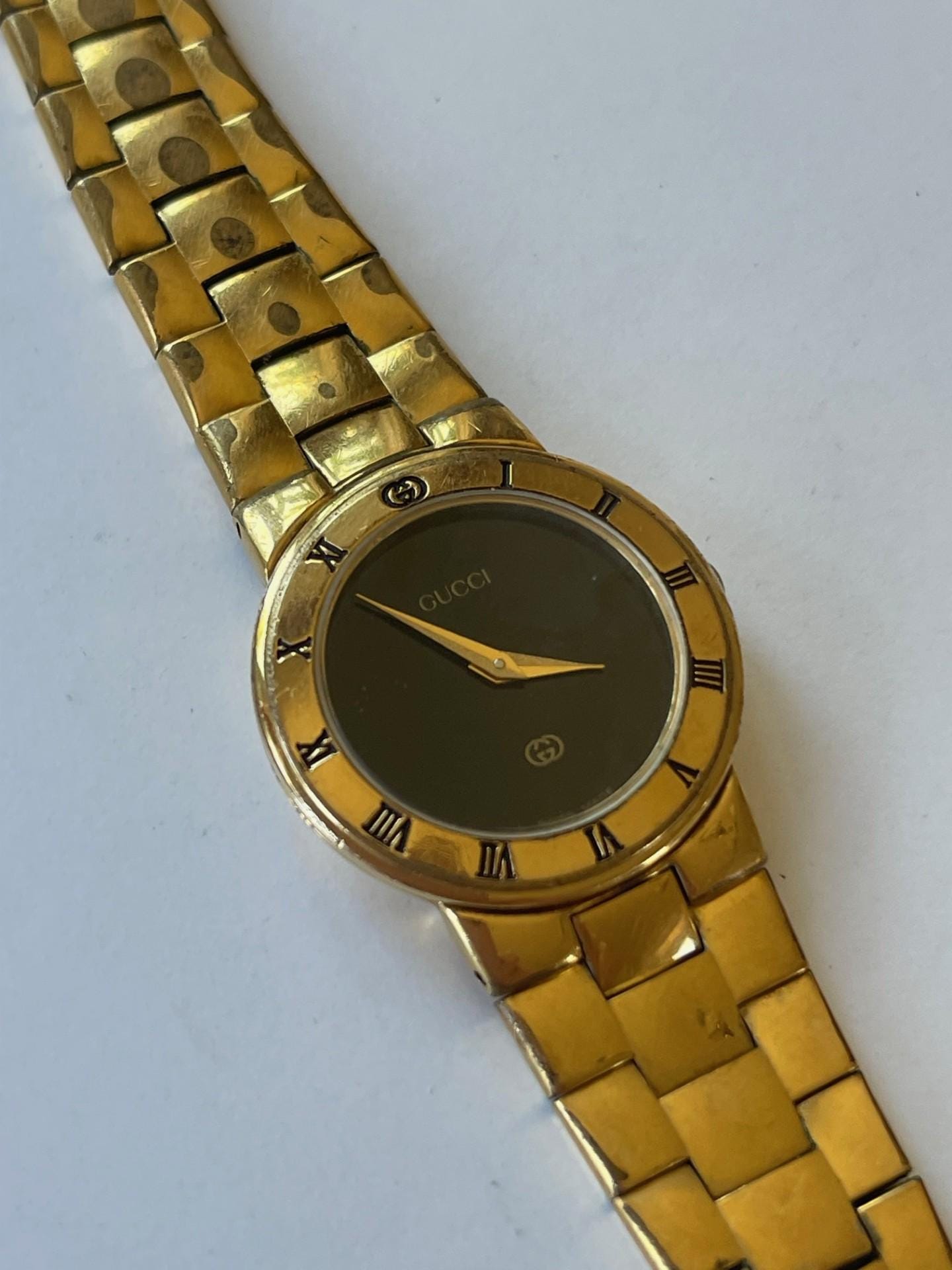 Gucci 18k Gold Plated Black Dial Vintage Ladies Swiss Made 2010 - Etsy