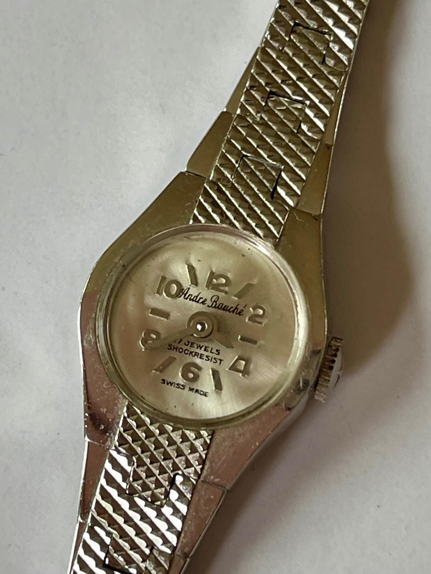 Vintage Andre Bauche Watch Stainless Steel Body Silver Tone Stones Works Andre Bauche Ladies Stainless Steel Art Deco Style Vintage  main image 2