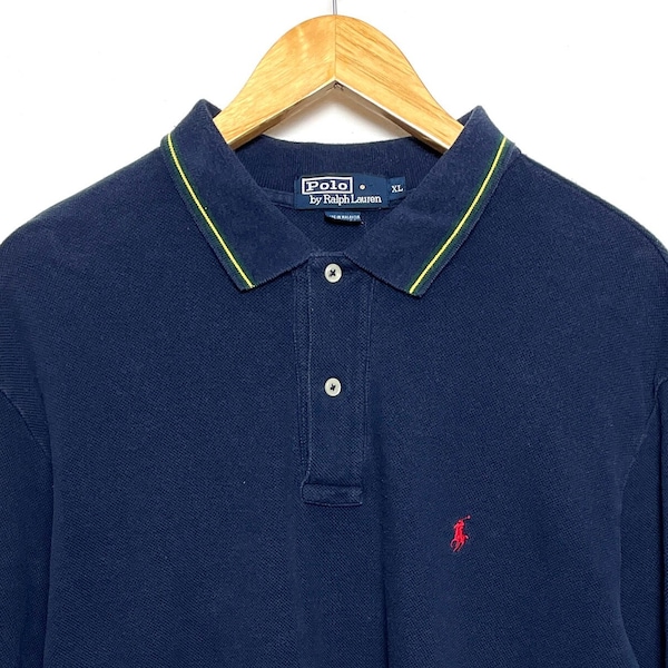 Vintage 1990s Polo by Ralph Lauren Ringer Collar Long Sleeve Polo Shirt (size adult XL)