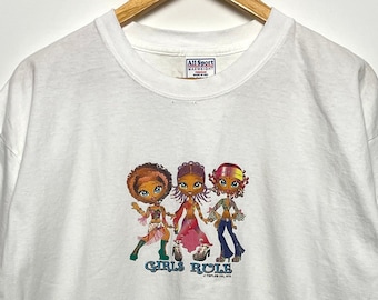 Vintage 2001 y2k Girls Rule Spice Girls Bratz Style Graphic Tee Shirt (size adult XL)