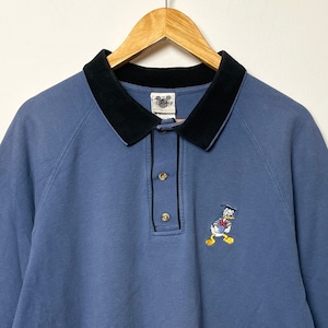 Vintage 1990s Disney Catalog Donald Duck Cartoon Graphic Logo Polo Shirt (fits adult XXL)