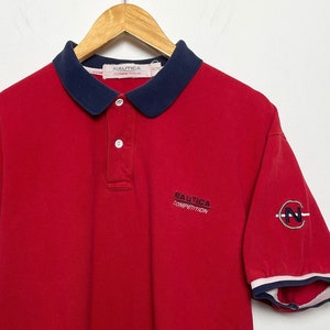 Vintage 1990s Nautica Competition Spell Out Logo Sailing Polo Shirt (size adult XL)