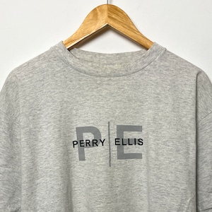 Vintage 1990s Perry Ellis Spell Out Logo Graphic Tee Shirt (size adult XL)