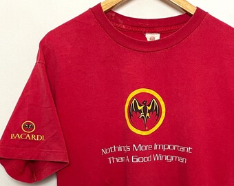 Maglietta Vintage Bacardi Uomo Taglia XL - Rossa - Fondo Di Magazzino