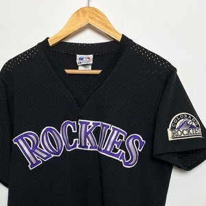 Vintage Colorado Rockies Majestic Mens Baseball MLB Jersey Black V Neck  Large