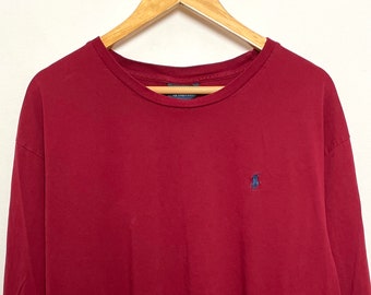vintage 1990s Polo by Ralph Lauren Long Sleeve Red Tee Shirt (fits adult XL)