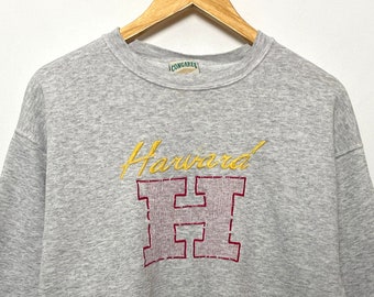 Moletom vintage de 1990 da Harvard University Crimson Ivy League bordado gráfico College Crewneck (tamanho adulto médio)