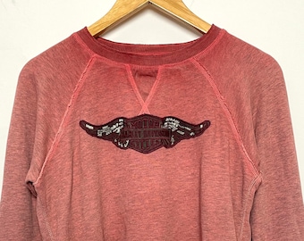 Vintage Y2K Harley Davidson Motorcycles Graphic Logo Crewneck Pullover Sweatshirt (fits adult Small)