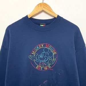 Vintage 1990s Disney Mickey Mouse Unlimited made in USA Multi Color Embroidered Graphic Crewneck Sweatshirt (fits adult Medium)