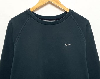 Vintage 1990s Nike Mini Swoosh Logo Black Crewneck Sweatshirt (size adult Large)