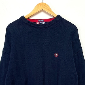 Vintage 1990s Chaps Ralph Lauren Hand Framed Striped Knit Pullover Crewneck Sweater (size adult Large)