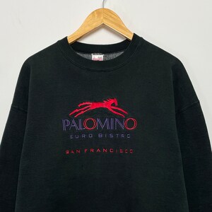 Vintage 1990s Palomino Bistro San Francisco Embroidered Graphic Pullover Crewneck Sweatshirt (size adult XL)