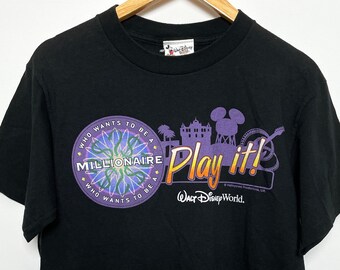 Vintage 1990s Walt Disney "Who Wants to be a Millionaire" Graphic Tee Shirt (size adult Medium)