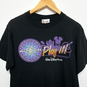 Vintage 1990s Walt Disney &quot;Who Wants to be a Millionaire&quot; Graphic Tee Shirt (size adult Medium)