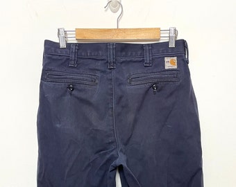 Vintage Carhartt Fire Resistant Navy Blue Zipper Fly Workwear Pants (30x32)