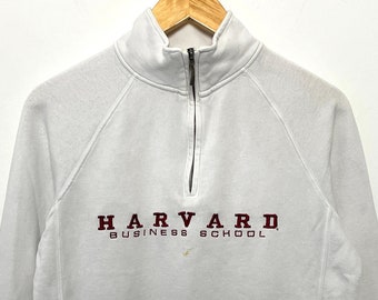 Vintage Y2K Harvard Business School Ivy League Spell Out Graphic Quarter Zip Pullover Sweatshirt fits Adult Small Etsy