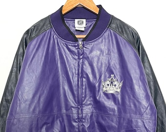 Vintage 1990s Los Angeles Kings NHL Hockey Zip Neu mit Tags Bomberjacke (Größe Erwachsene Large)