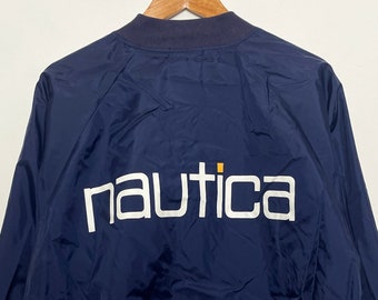 Giacca a vento con cerniera Nautica Sailing Spell Out Little Boat Logo vintage degli anni '90