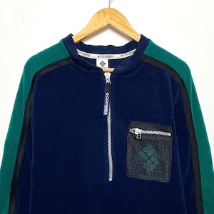 Vintage 1990s Columbia Sports Half Zip Fleece Pullover Crewneck Sweatshirt (size adult Large)