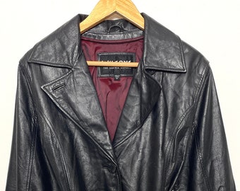 Vintage 1990s Wilsons Leather Experts Red Lined Black Leather