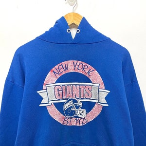 Vintage 1980s New York Giants NFL Football NFC East Spell Out Helmet Graphic Pullover Hoodie Sweatshirt (fits adult Medium)