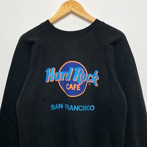 Vintage 1990s Hard Rock Cafe San Francisco Spell Out Graphic Logo made in USA Pullover Crewneck Sweatshirt (fits adult Medium)