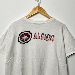 Vintage 1980s Champion Made in USA Northeastern University Boston Alumni Spell Out Graphic College Tee Shirt (fits adult Large)