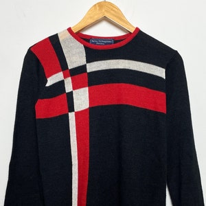 Vintage 1990s Cross Knit Striped Geometric Pullover Long Sleeve Womens Sweater Shirt (size women's Small)