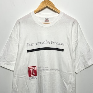 Vintage 1990s Temple University school of Business Philadelphia MBA Program made in USA Spell Out Graphic Tee Shirt (fits adult XL)