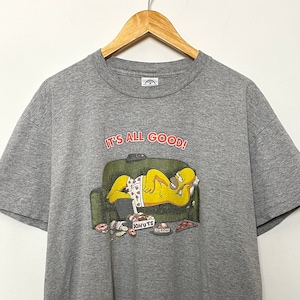 Vintage jaren 1990 The Simpsons Homer Simpson "Het is allemaal goed!" Couch Potato Funny Cartoon TV Show Graphic T-shirt (maat volwassene XL)