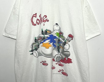 Vintage 1990-tals Coca Cola-tröja med isbjörnsmotiv, tillverkad i USA (passar vuxen XXL)