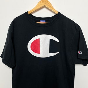 Early 2000s Champion C Logo Script Spell Out Graphic Tee Shirt (size adult XL)