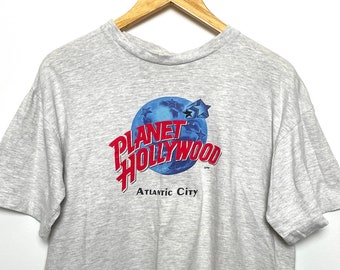 Vintage 1990s Planet Hollywood Atlantic City Graphic Tee Shirt (fits adult Small)