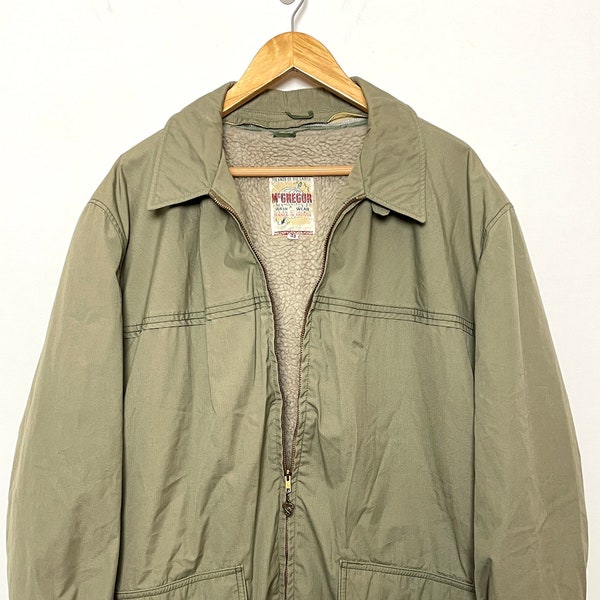 Vintage 1970s McGregor Talon Zipper Sherpa Lined Elongated Overcoat Jacket (size adult XL)