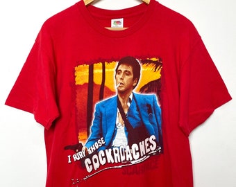Begin jaren 2000 Scarface "I Bury That Cockroaches"-afbeelding Tony Montana Al Pacino T-shirt (volwassen maat Large)