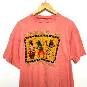 Vintage 1980s Harlem New York City USA Graphic Tee Shirt (size adult Large)