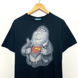 Vintage Y2K Family Guy Peter Griffin Superman Graphic TV Cartoon Tee Shirt (size adult Medium)