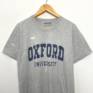 Vintage 1990s Oxford University England “British Made” Spell Out Graphic College Tee Shirt (size adult Large)