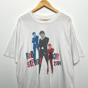 Vintage Rod Stewart Tour 2004 Maggie May Graphic Concert Tee Shirt (size adult XL)