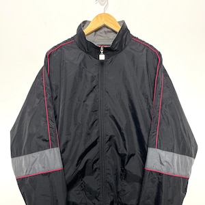 Vintage 1990s Wilson Striped Color Blocked Zip Up Windbreaker Running Jacket (size adult Large)