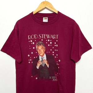 Early 2000s Rod Stewart On Tour Graphic Rock n Roll Concert Band Tee Shirt (fits adult Medium)