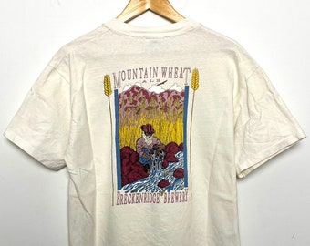 Vintage 1990s Breckenridge Colorado Brewery and Pub Mountain Wheat Ale Grateful Dead Steal Your Face Logo Beer Graphic Tee Shirt (talla L)