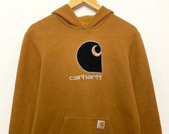 Vintage Carhartt Spell Out Graphic Logo Sudadera con capucha (se adapta a adultos pequeños)