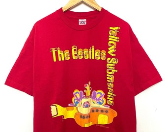 Koszulka z nadrukiem Vintage The Beatles Yellow Submarine Psychedelic Rock Cartoon Graphic Band (pasuje na dorosłych w rozmiarze L)