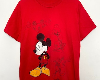 Vintage 1990s Disney Mickey Mouse Illustration Graphic Tee Shirt (size adult Medium)