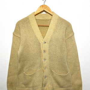 Vintage 1950s Knit Cardigan Button Up Athletic Sweater (size adult Small)